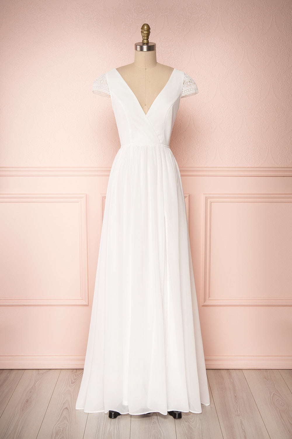Senji Ivory Chiffon & Lace Wrap-Style Gown | Boudoir 1861