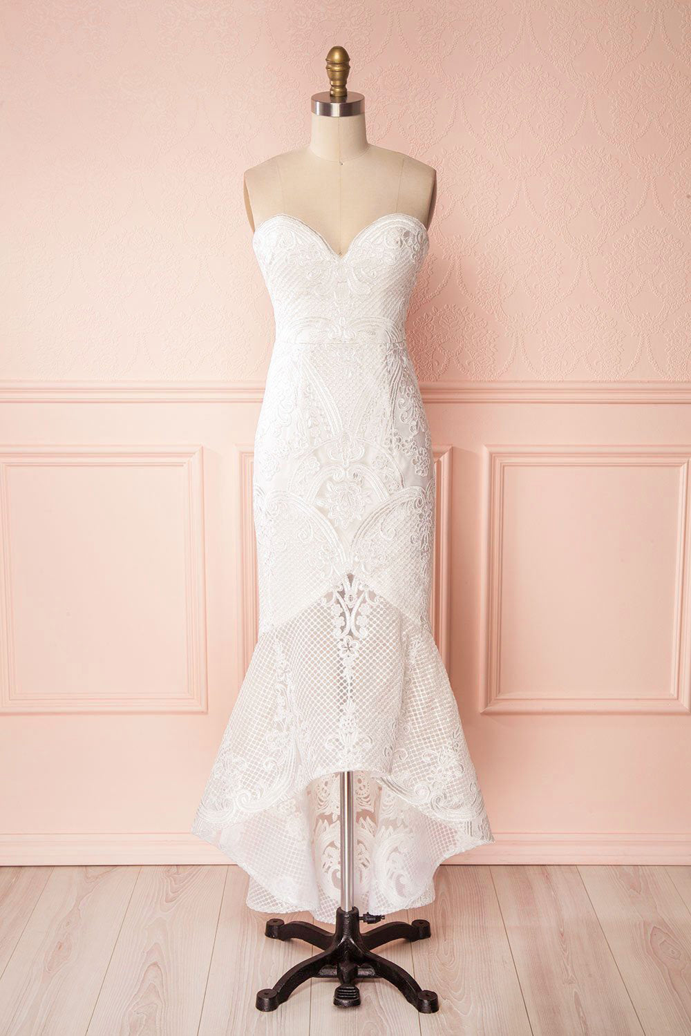 Seraya Light White Embroidered High-Low Bridal Gown | Boudoir 1861