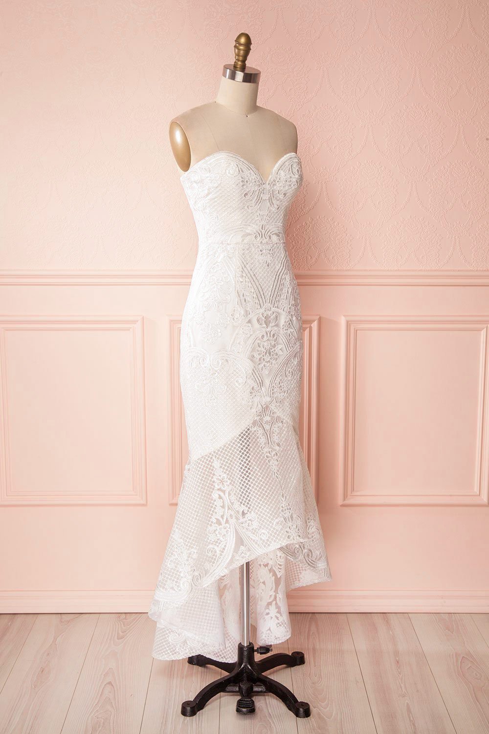 Seraya Light White Embroidered High-Low Bridal Gown | Boudoir 1861