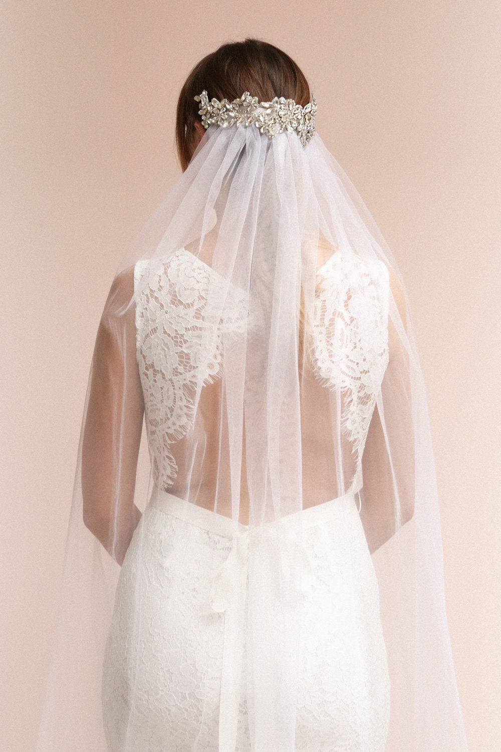 Serena Ivory Rhinestones Hair Comb Wedding Veil | Boudoir 1861 on model