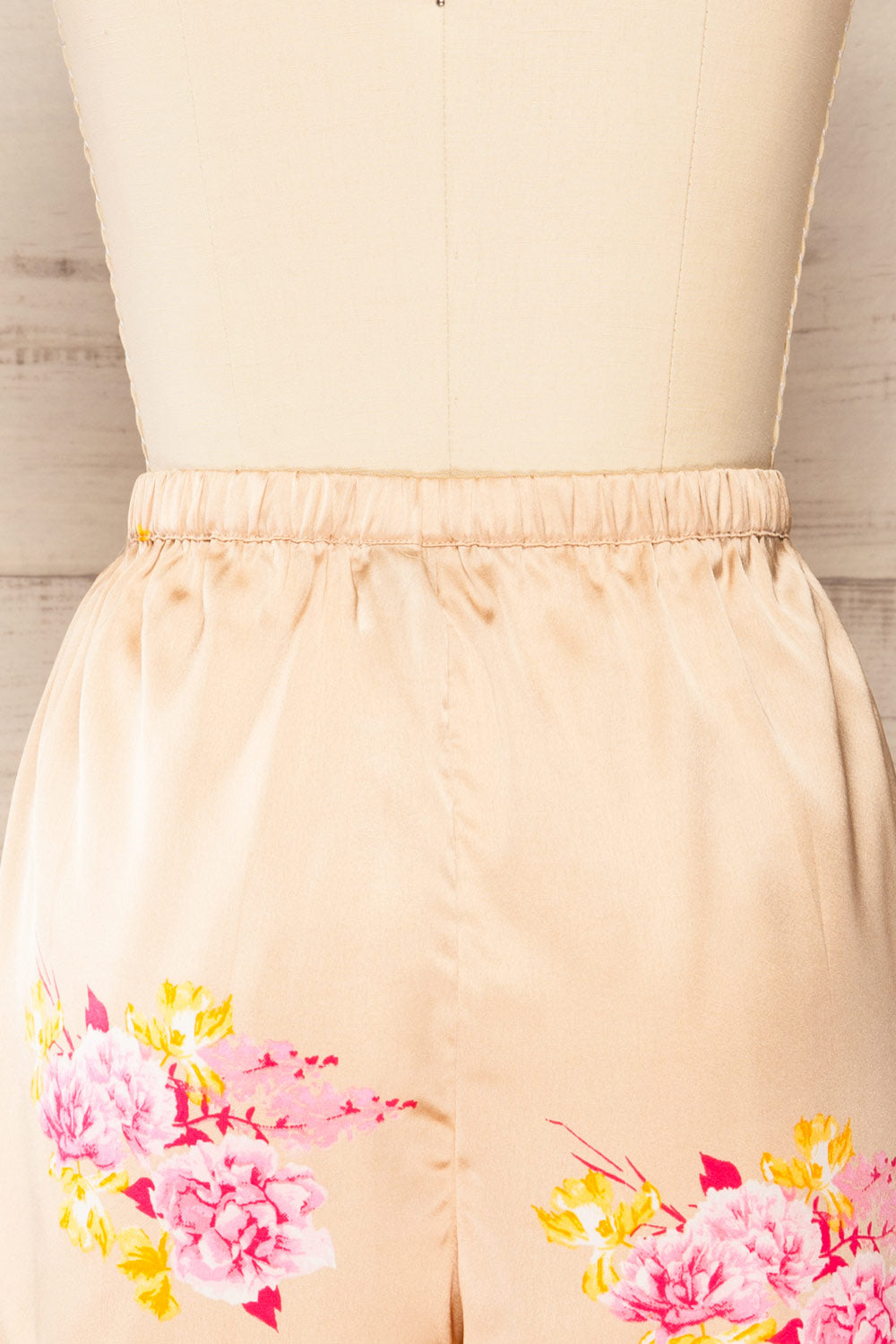 Set Eforie Satin Floral Tank Top And Bottom | La petite garçonne back close-up