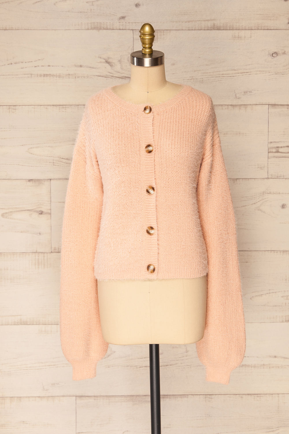 Set Ajka Pink Fuzzy Caridgan & Cami Set | La petite garçonne front view