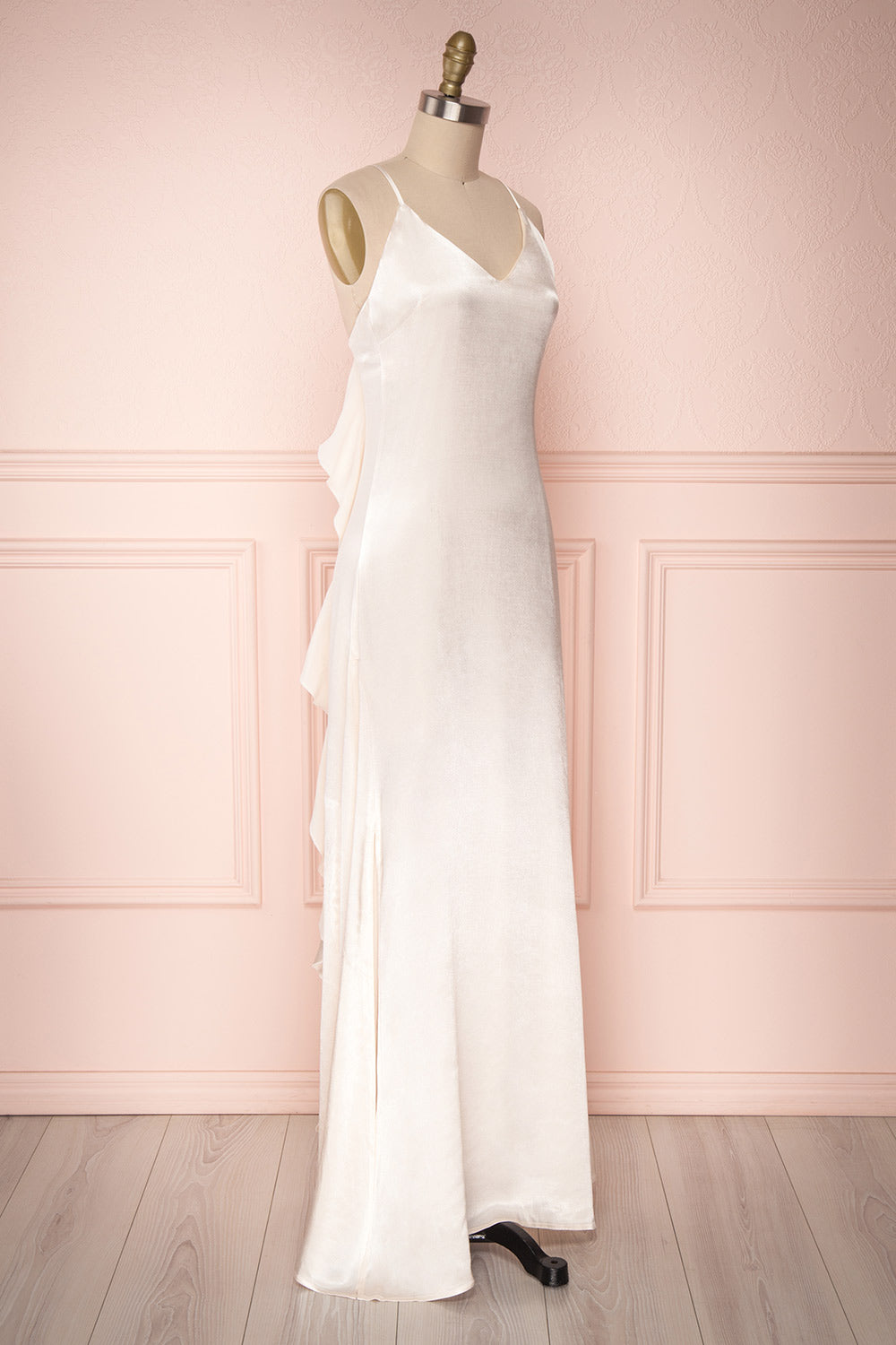 Sharbel Opal | Cream Satin Slip Dress