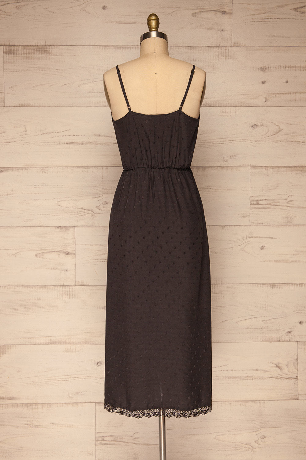 Sibiu Black Midi Dress w/ Thin Straps | La petite garçonne back view