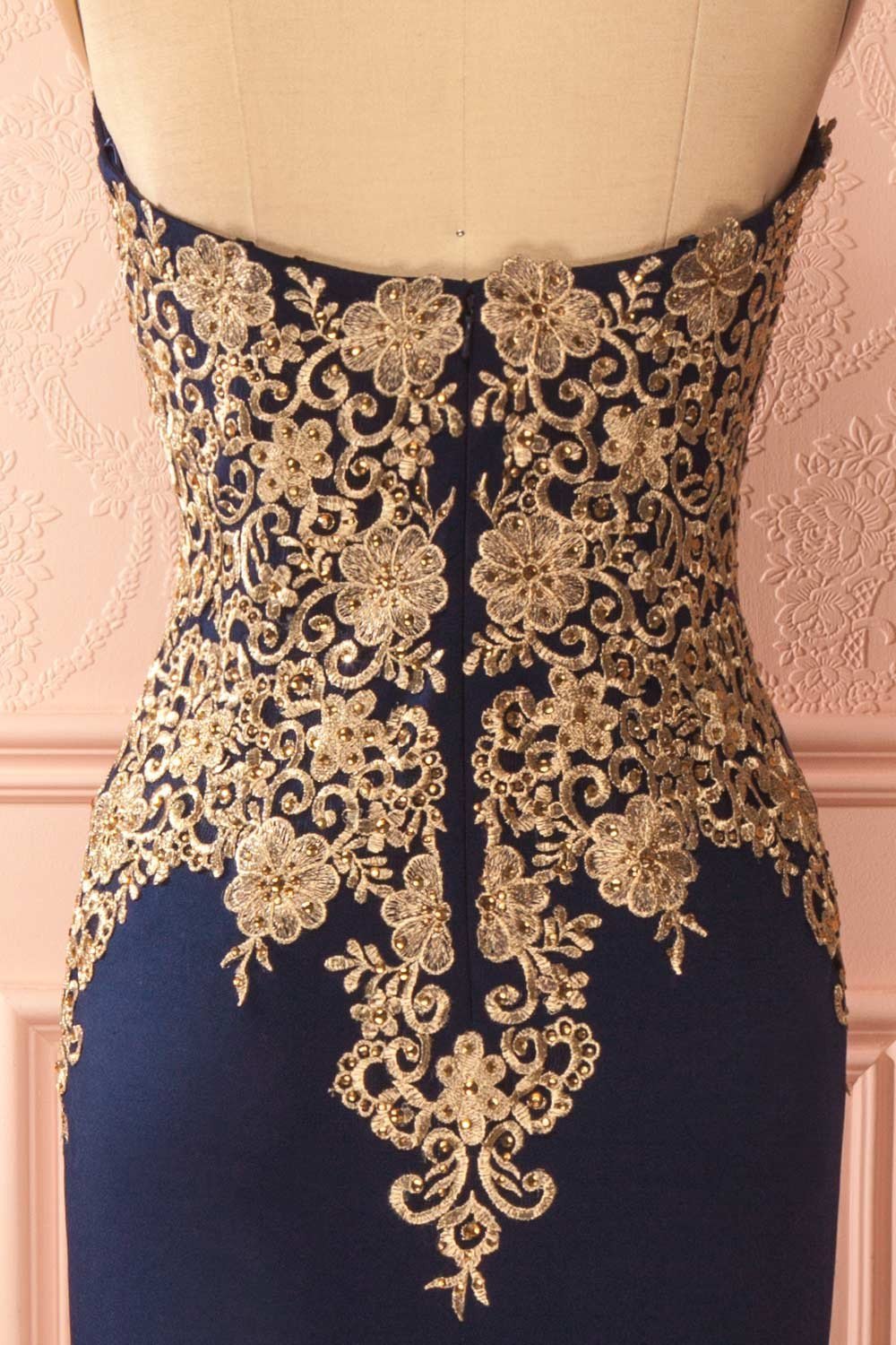 Sidorela Navy Blue Gown with Golden Embroideries | Boutique 1861