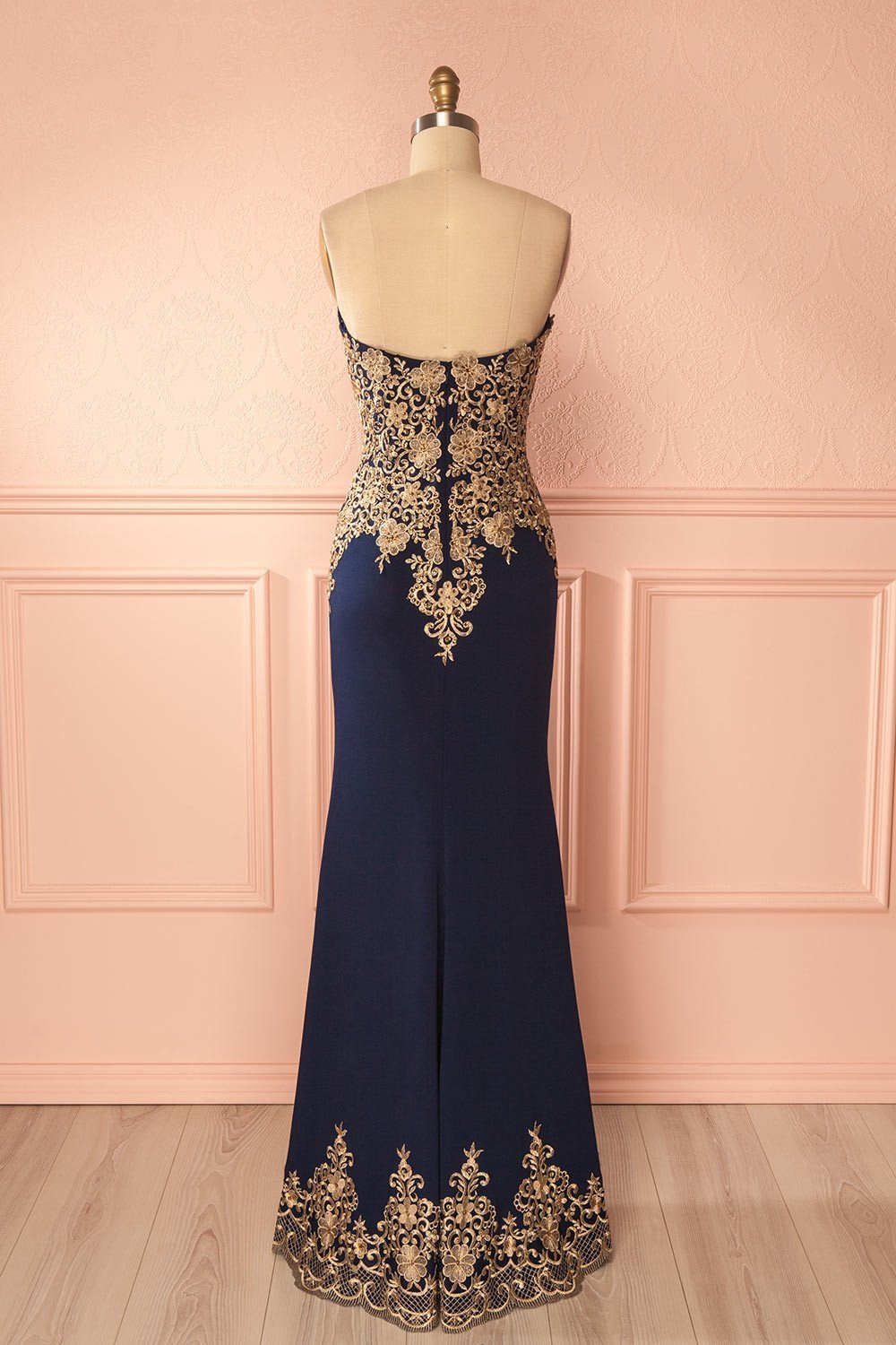 Sidorela Navy Blue Gown with Golden Embroideries | Boutique 1861