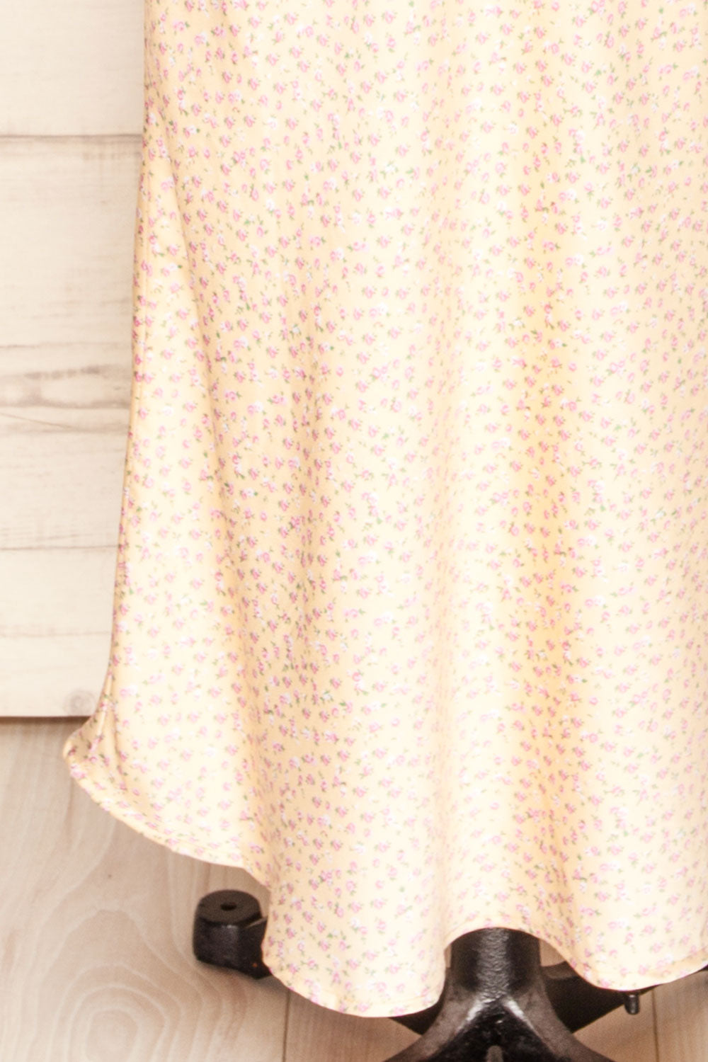 Sigtu Yellow Floral Satin Dress w/ Thin Straps | La petite garçonne bottom