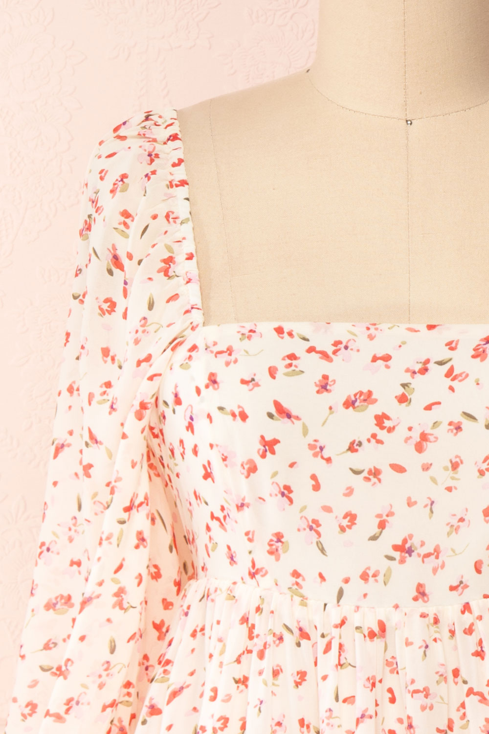 Silaca White Floral Chiffon Short Dress | Boutique 1861 front close-up