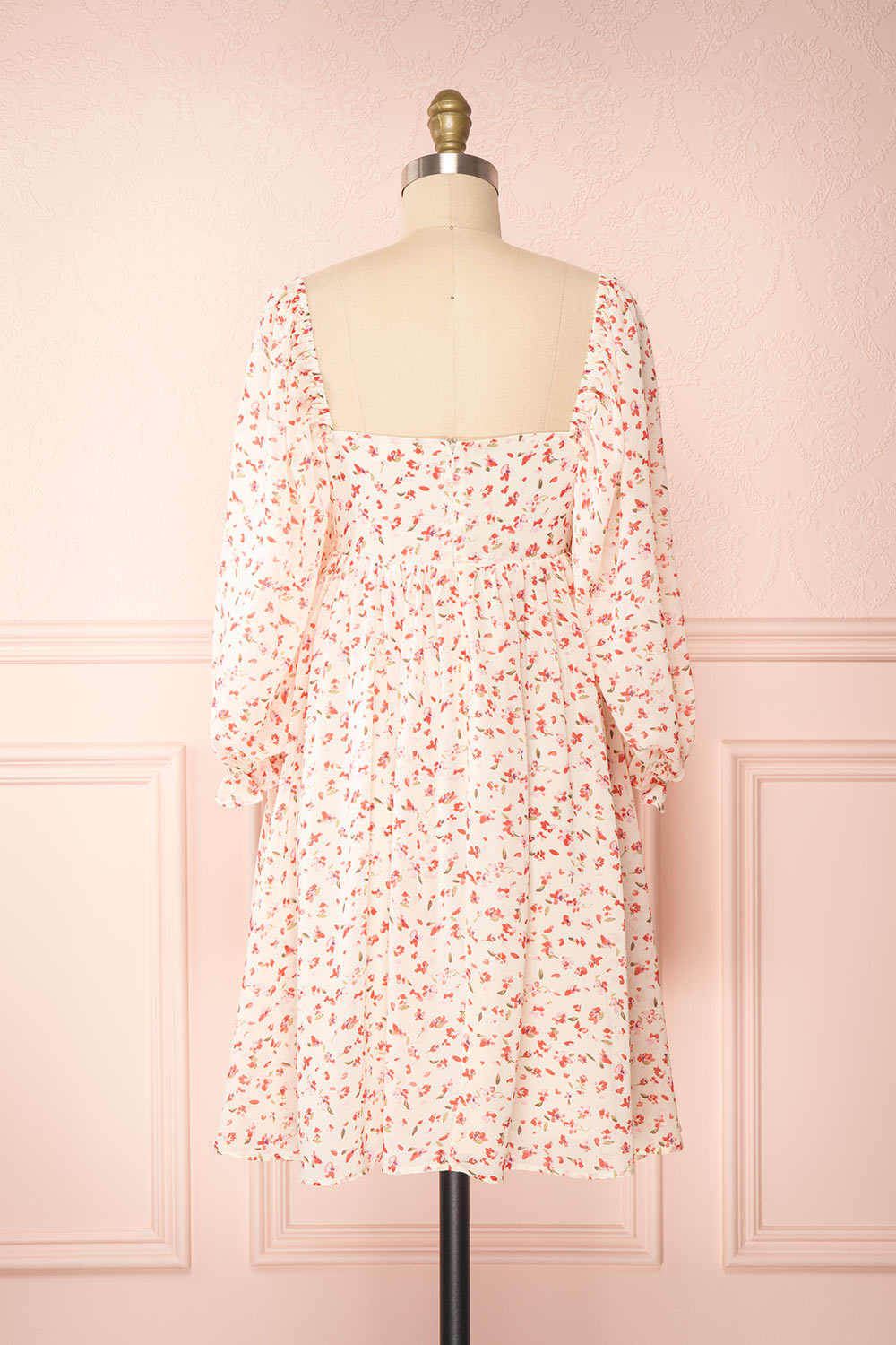 Silaca White Floral Chiffon Short Dress | Boutique 1861 back view