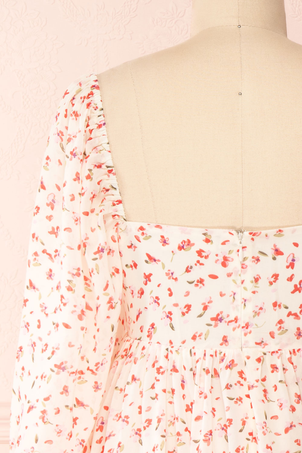 Silaca White Floral Chiffon Short Dress | Boutique 1861 back close-up