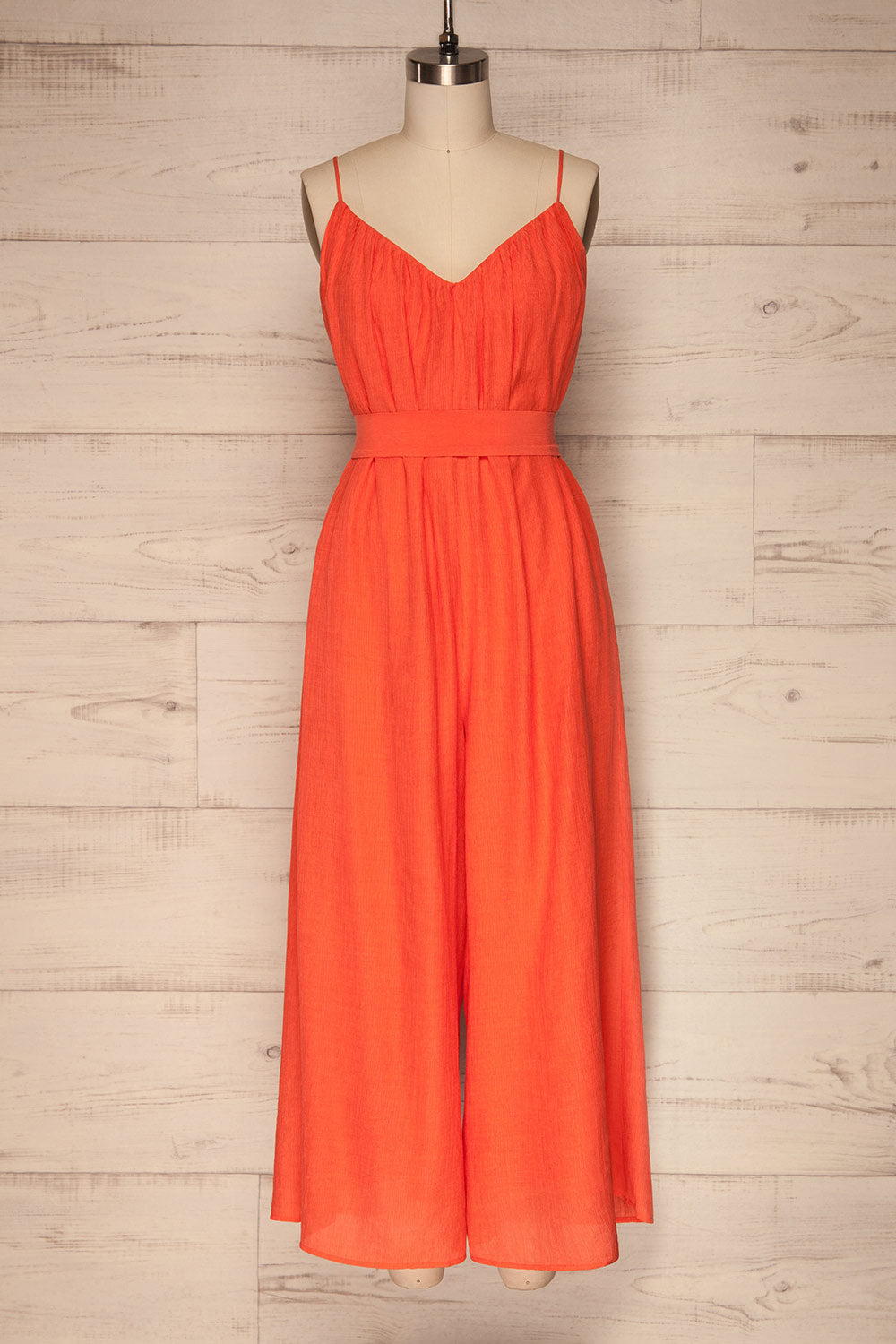 Skogar Coral Wide Leg Jumpsuit w/ Belt | La petite garçonne front view