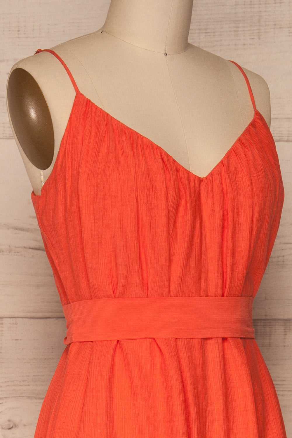 Skogar Coral Wide Leg Jumpsuit w/ Belt | La petite garçonne side close-up