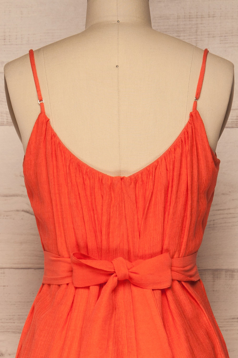 Skogar Coral Wide Leg Jumpsuit w/ Belt | La petite garçonne back close-up