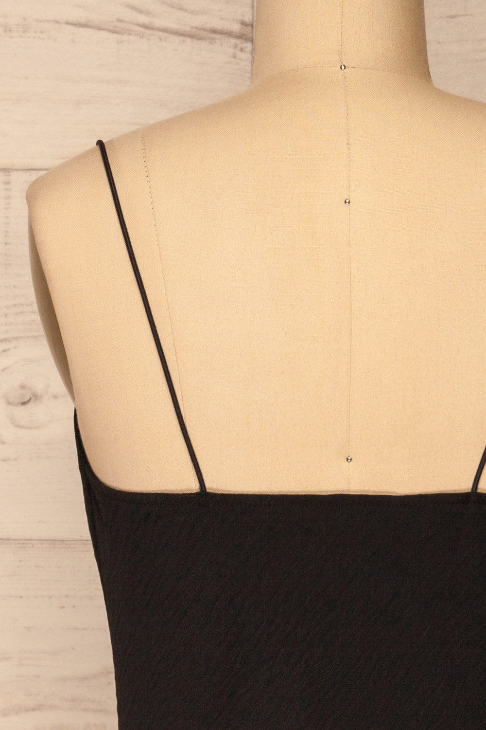 Solin Black Cowl Neck Tank Top | La petite garçonne back close-up