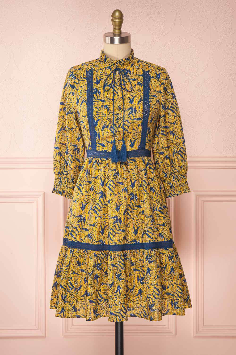 Sophronia Yellow & Blue Summer Short Dress | Boutique 1861