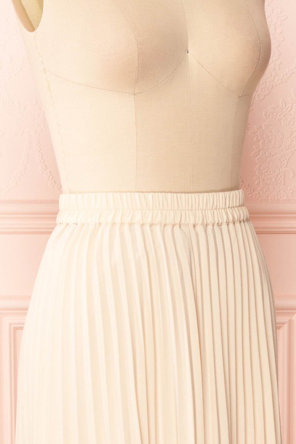 Spaewife White Chiffon Pleated Midi Skirt | Boutique 1861 side close up