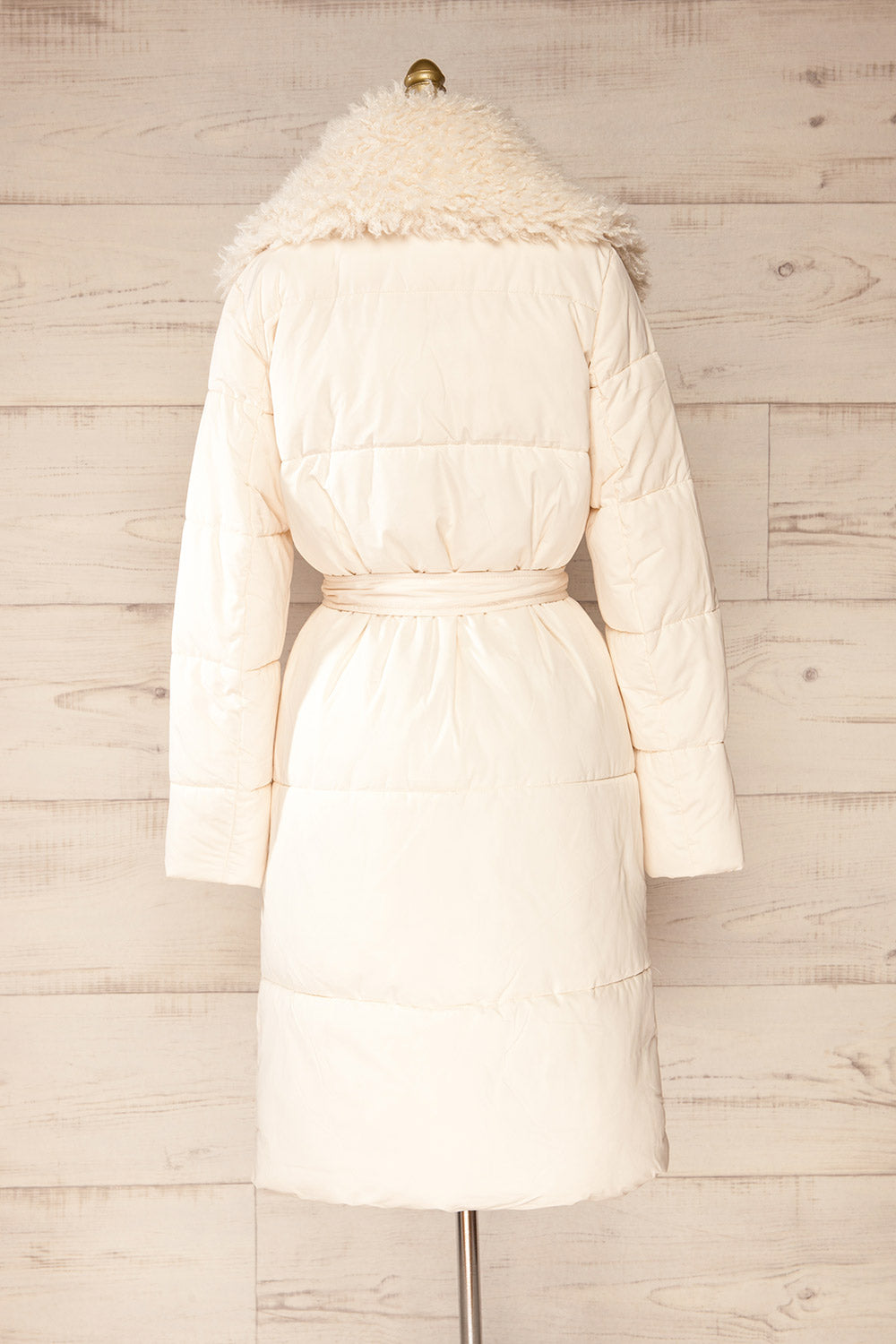 Spoleto Ivory Long Quilted Coat | La petite garçonne back view