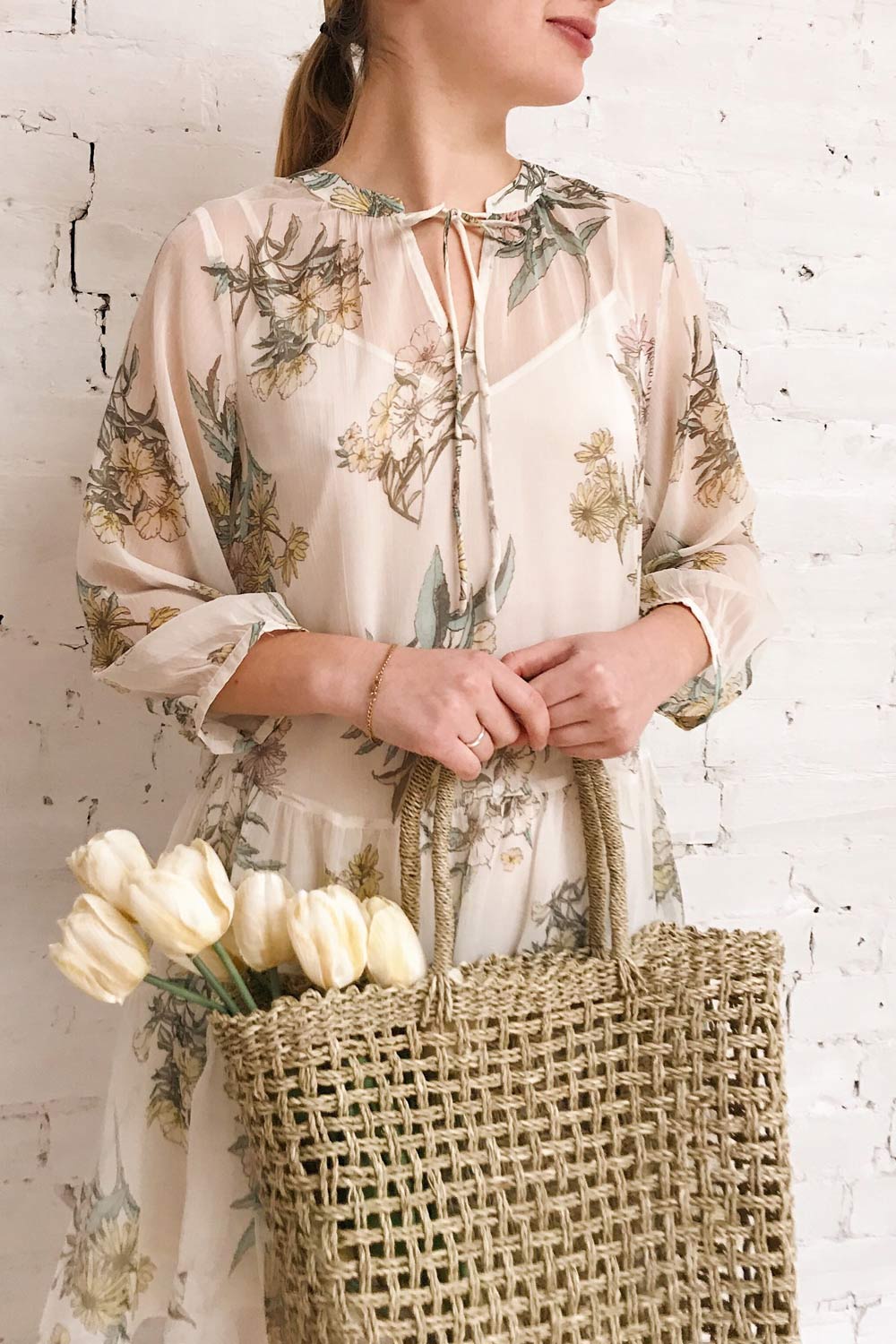 Sussen Dusty Rose Floral A-Line Short Dress | Boutique 1861 on model