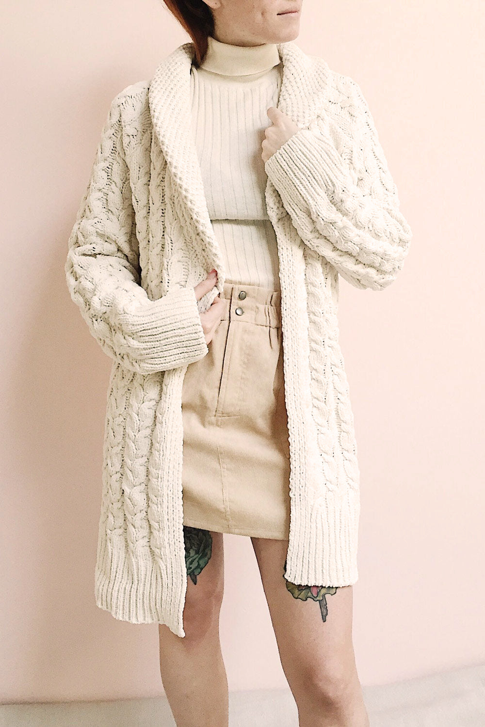 Cangonama Cream Chenille Cardigan | Veste photo | La Petite Garçonne
