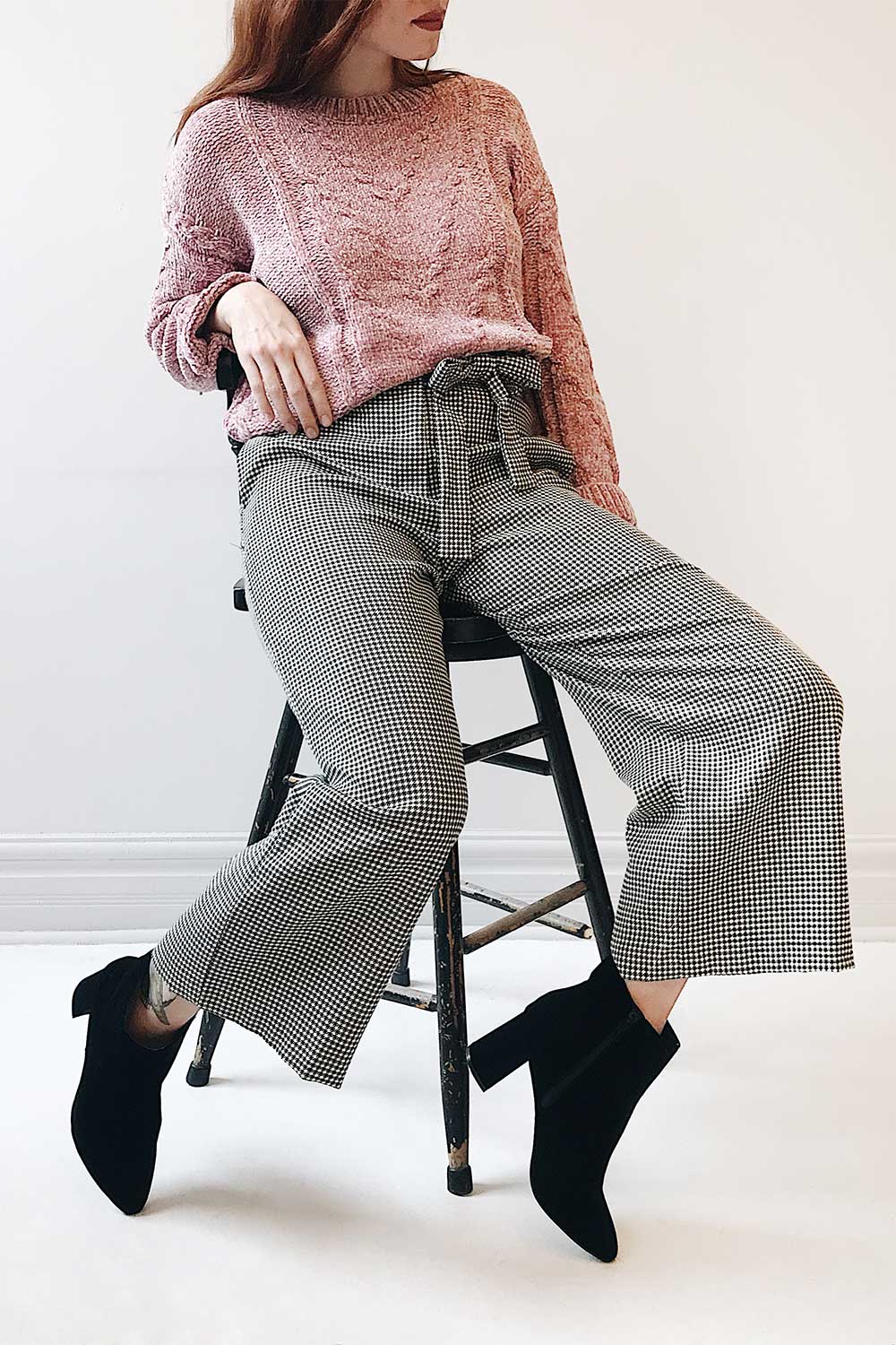 Kalabas Black & White Houndstooth Wide Legs Pants | La Petite Garçonne