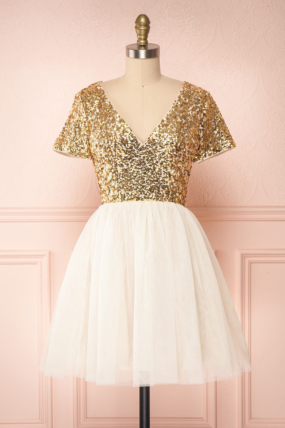 Sydalie Or Sequin & Tulle A-Line Dress | Boutique 1861
