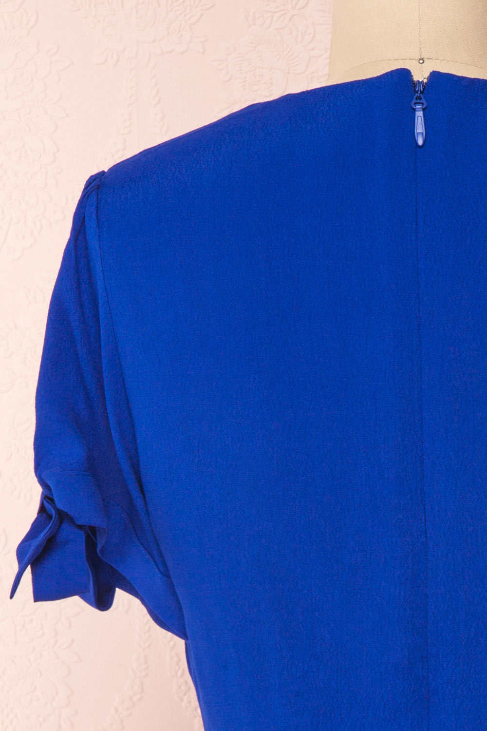 Synda Sapphire Blue Flared Dress with Puff Sleeves | Boutique 1861