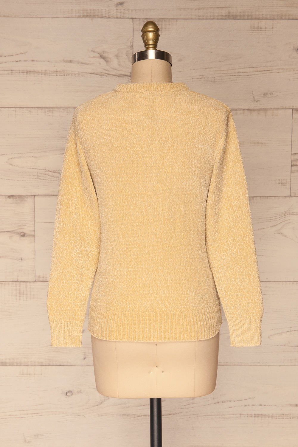 Talsi Beige Velvet Knit Sweater | La petite garçonne back view