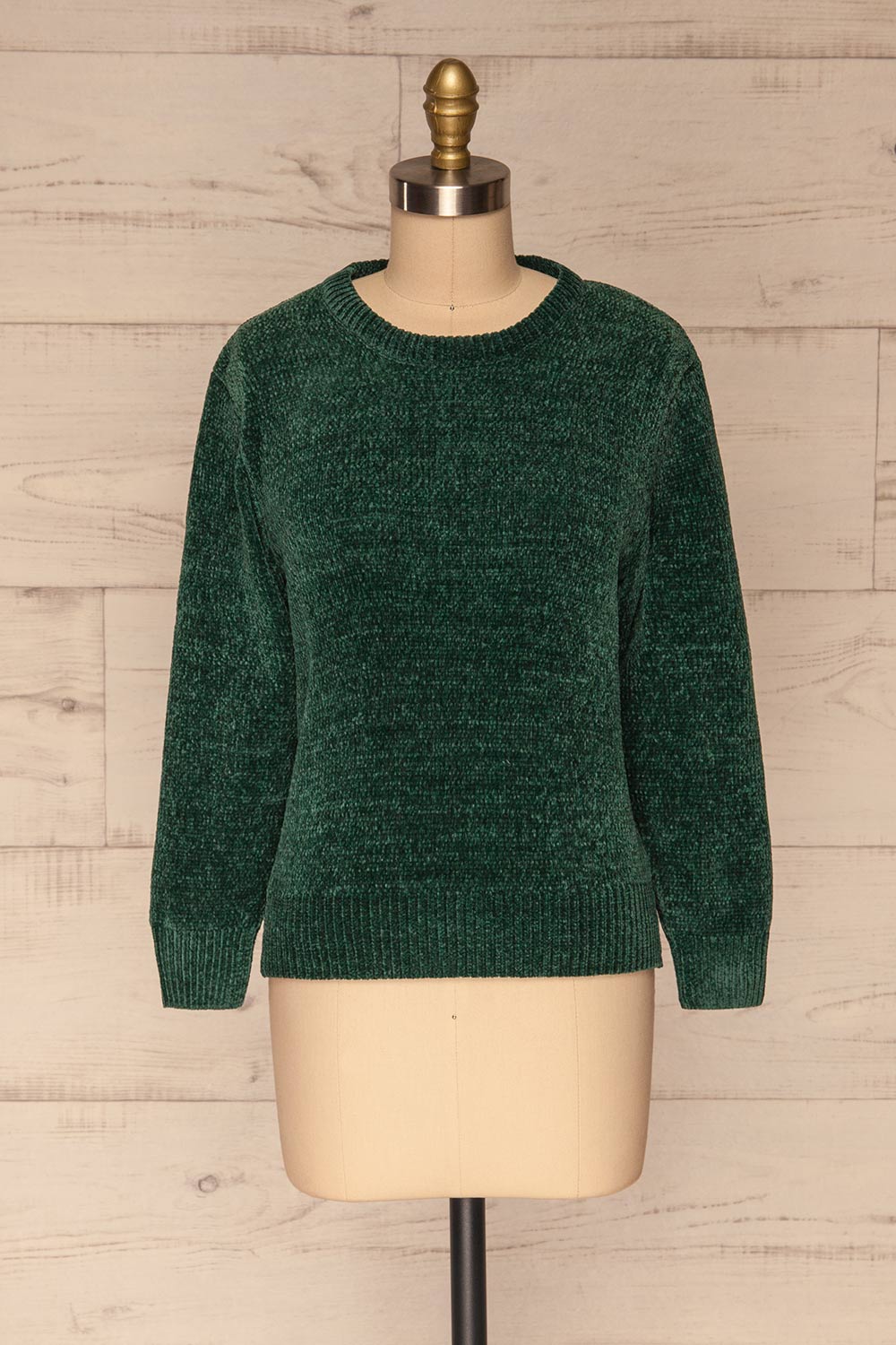 Talsi Teal Velvet Knit Sweater | La petite garçonne front view
