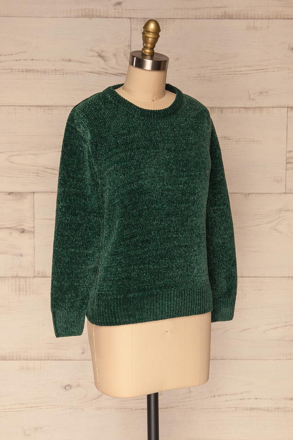 Talsi Teal Velvet Knit Sweater | La petite garçonne side view