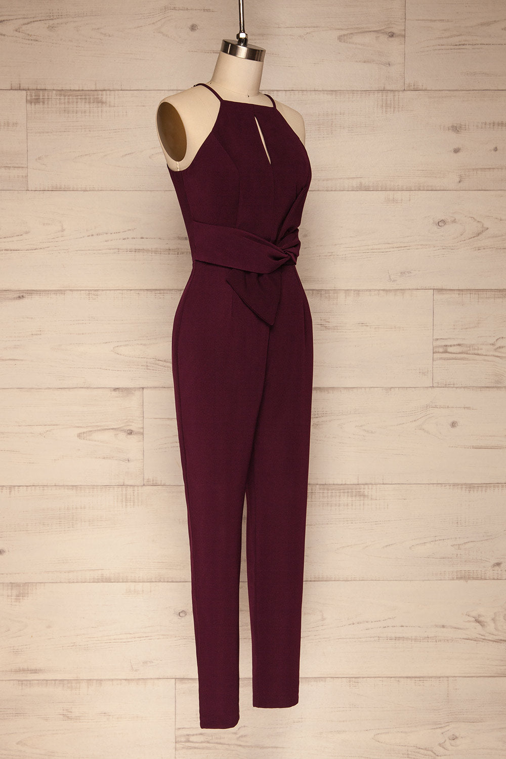 Tamzin Plum Halter Jumpsuit | Combinaison side view | La Petite Garçonne