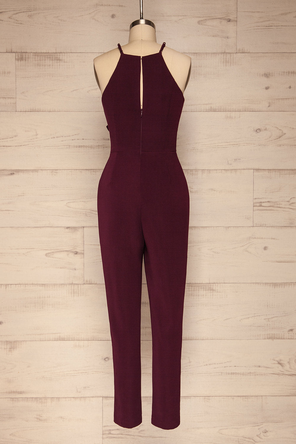 Tamzin Plum Halter Jumpsuit | Combinaison back view | La Petite Garçonne
