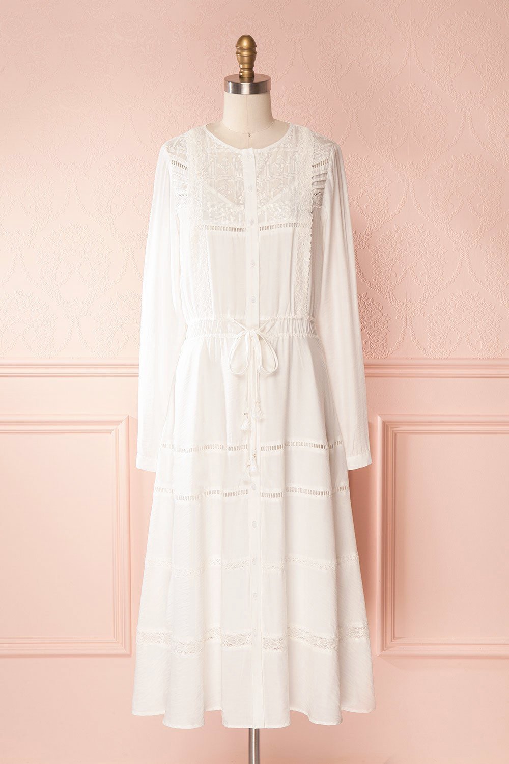 Tandice White Victorian Inspired Midi Dress | Boudoir 1861