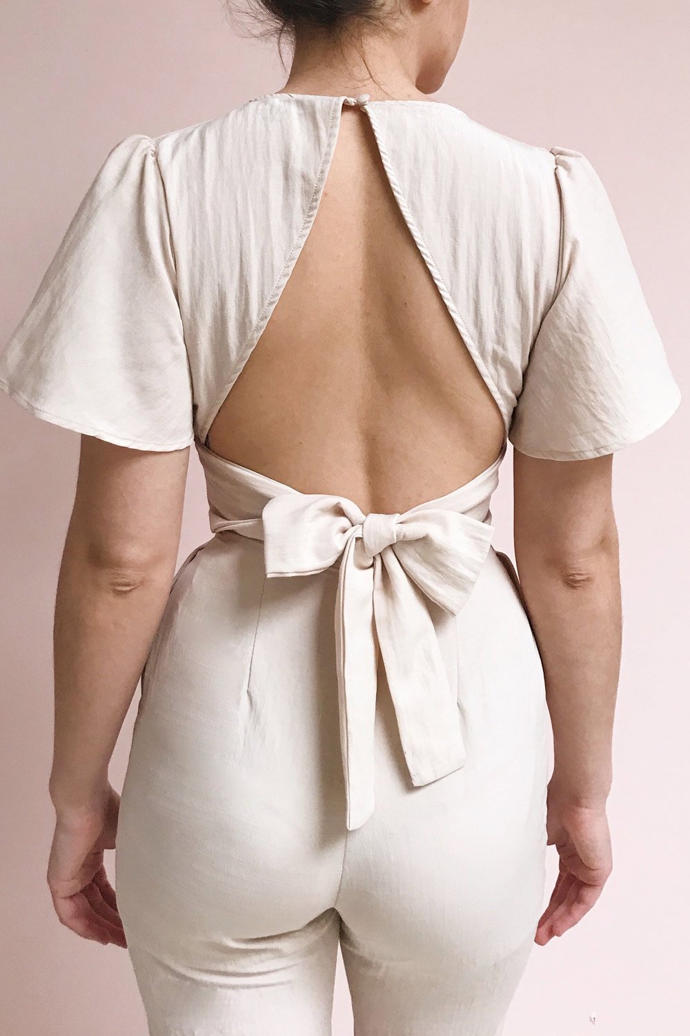 Tarja Rust Orange Short Sleeve Jumpsuit | La petite garçonne on model