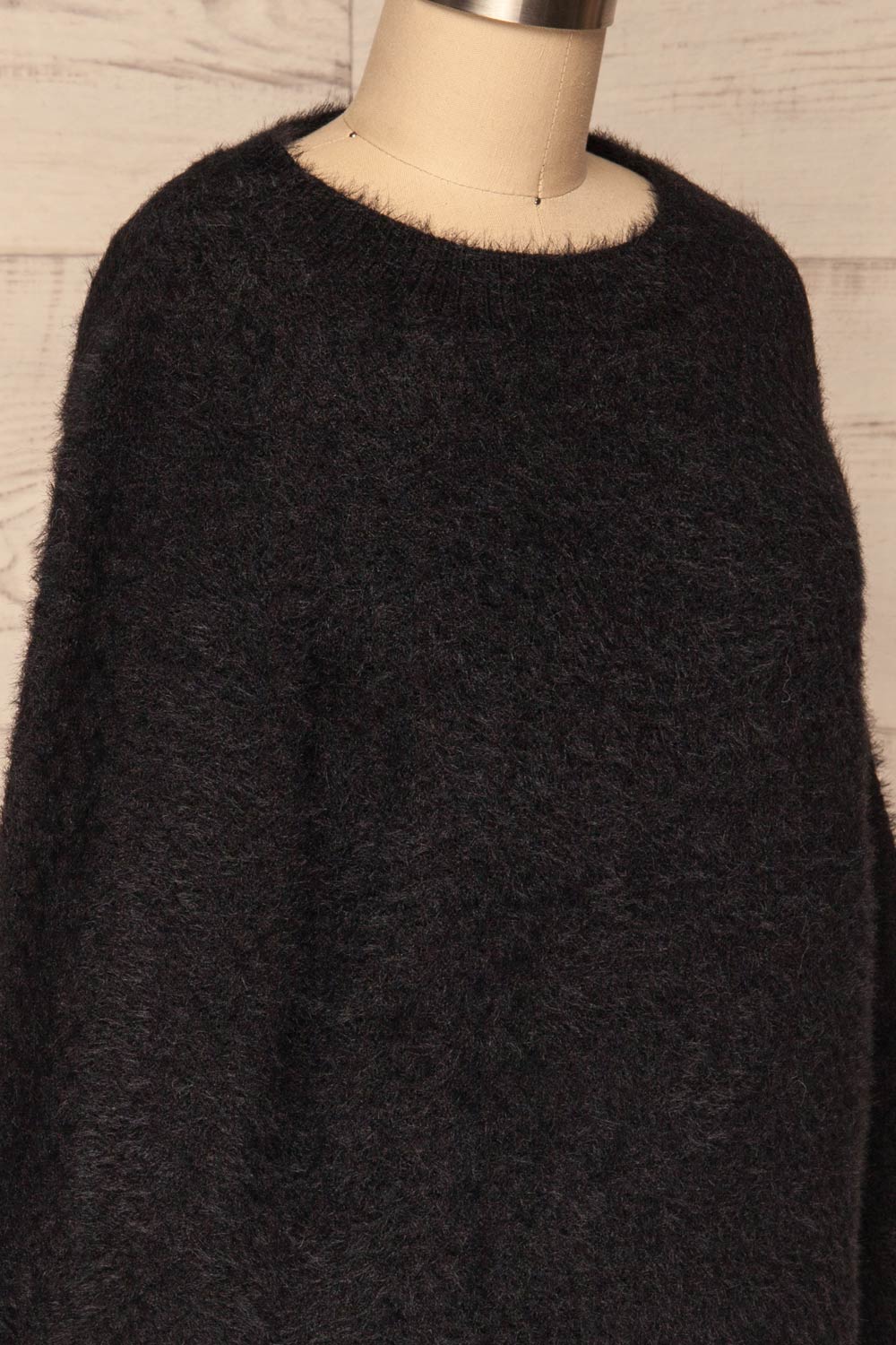 Tarsina Black Fuzzy Knit Sweater side close up | La Petite Garçonne