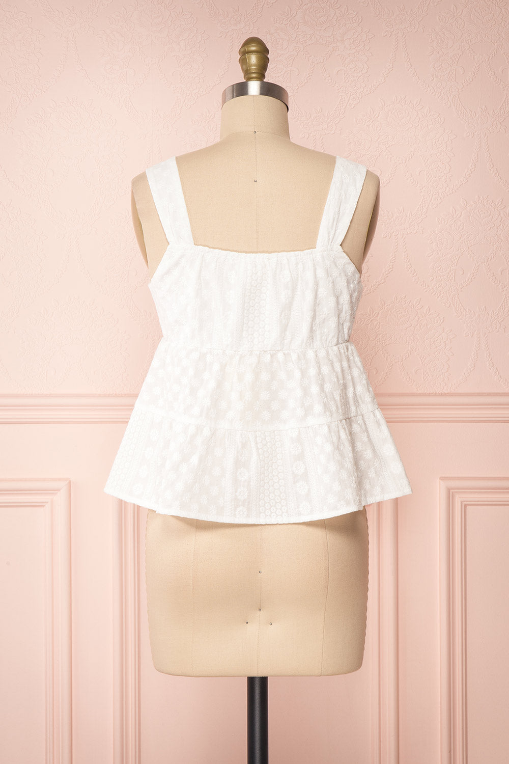 Tarxien White Floral Cropped Tank Top | Boutique 1861 back view