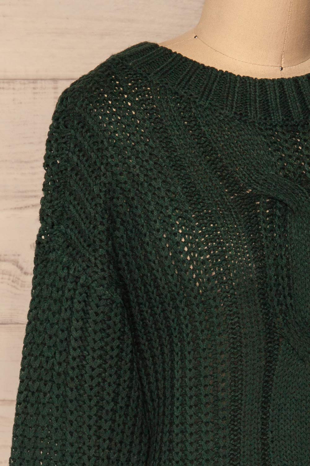 Temerin Pine Green Knit Sweater | Tricot | La Petite Garçonne side close-up