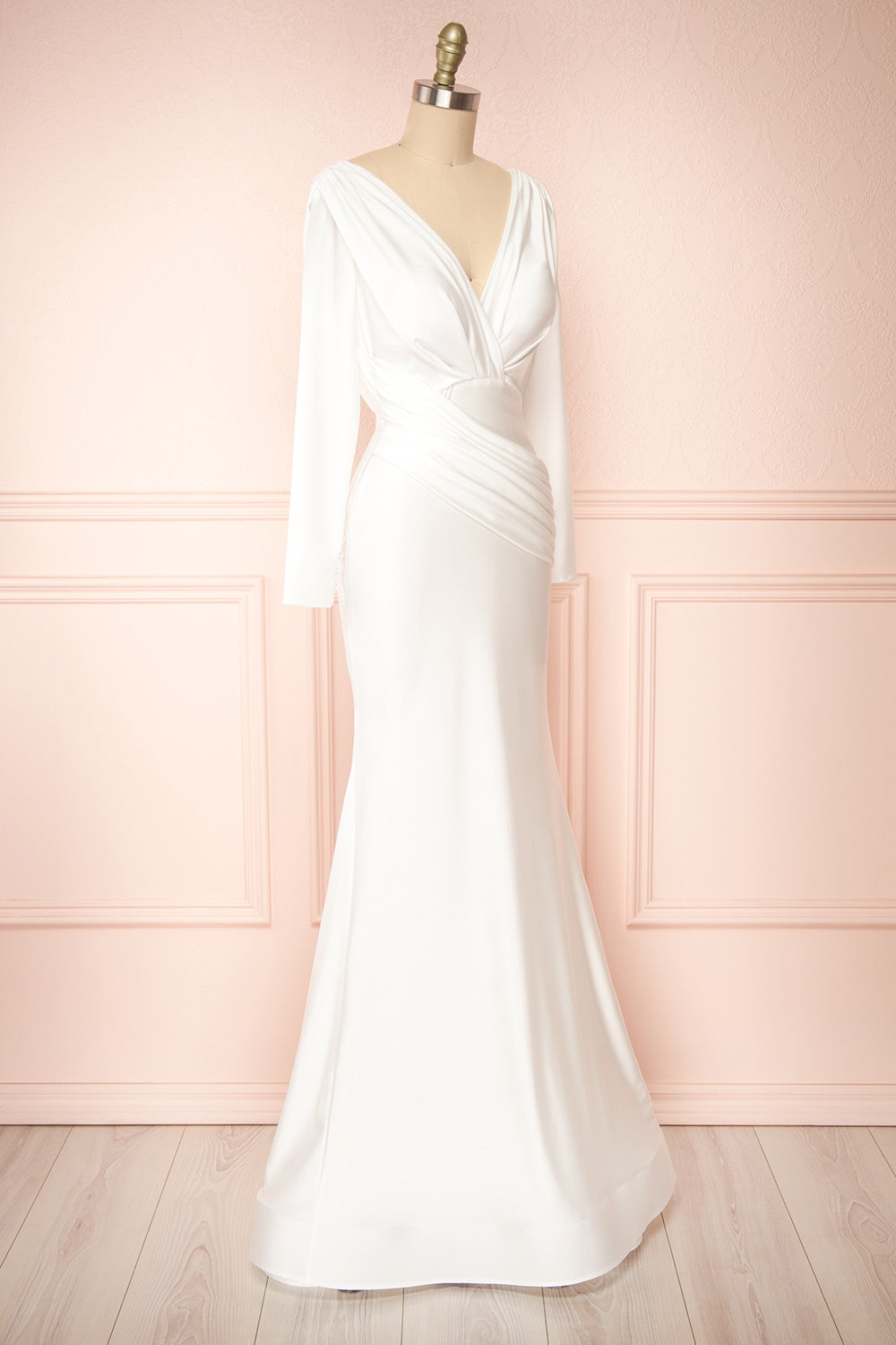 Teresa V-Neck Satin Maxi Bridal Gown | Boudoir 1861 side view