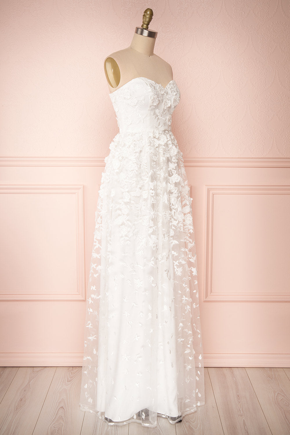 Terese White Floral A-Line Bustier Bridal Dress | Boudoir 1861 side view