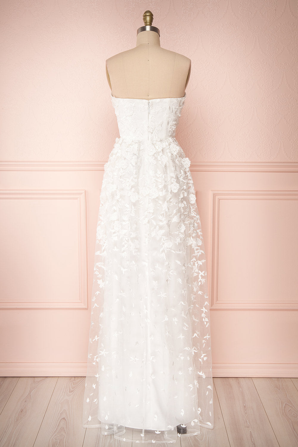 Terese White Floral A-Line Bustier Bridal Dress | Boudoir 1861 back view