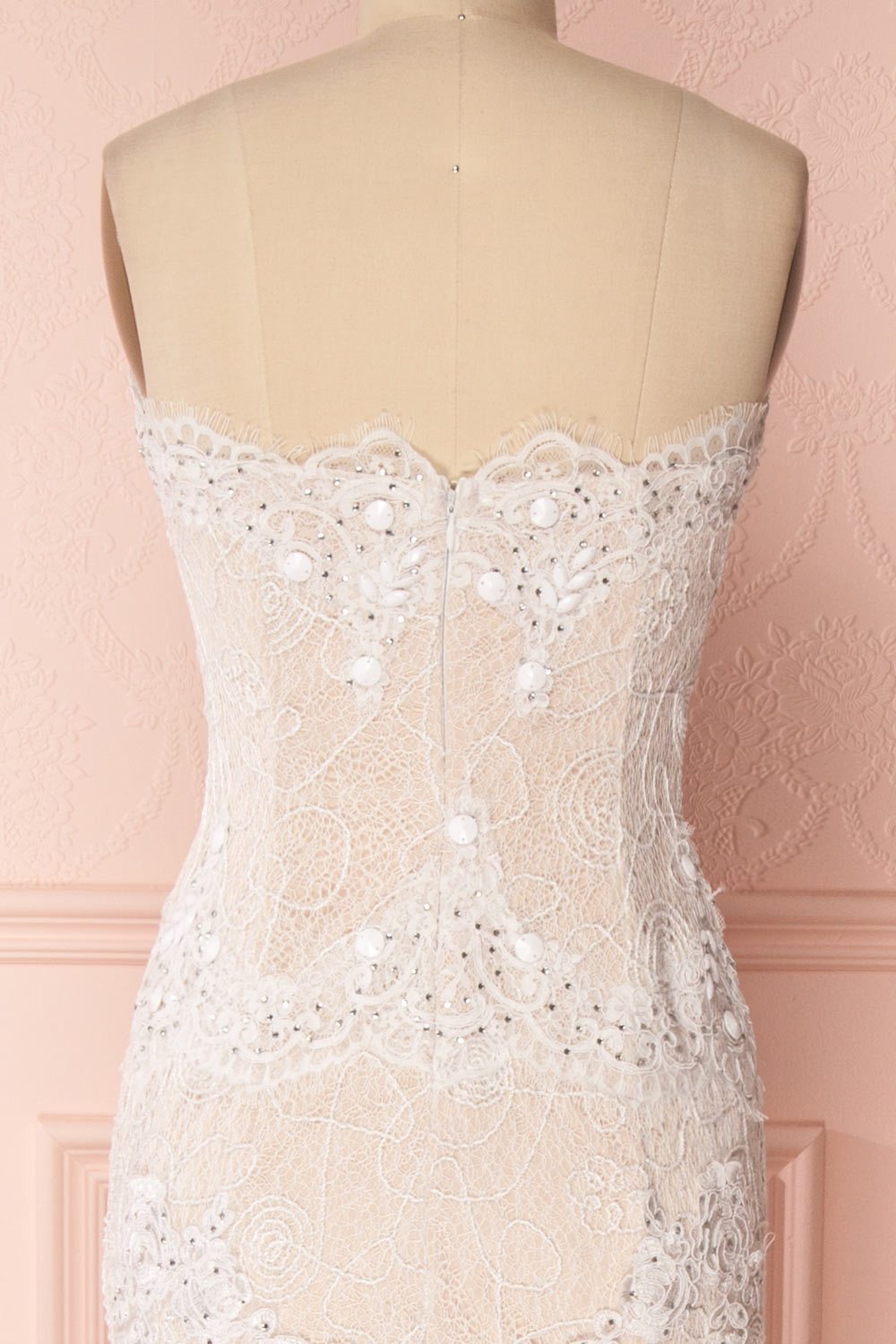 Teura White & Beige Embroidered Bustier Gown with Train | Boudoir 1861