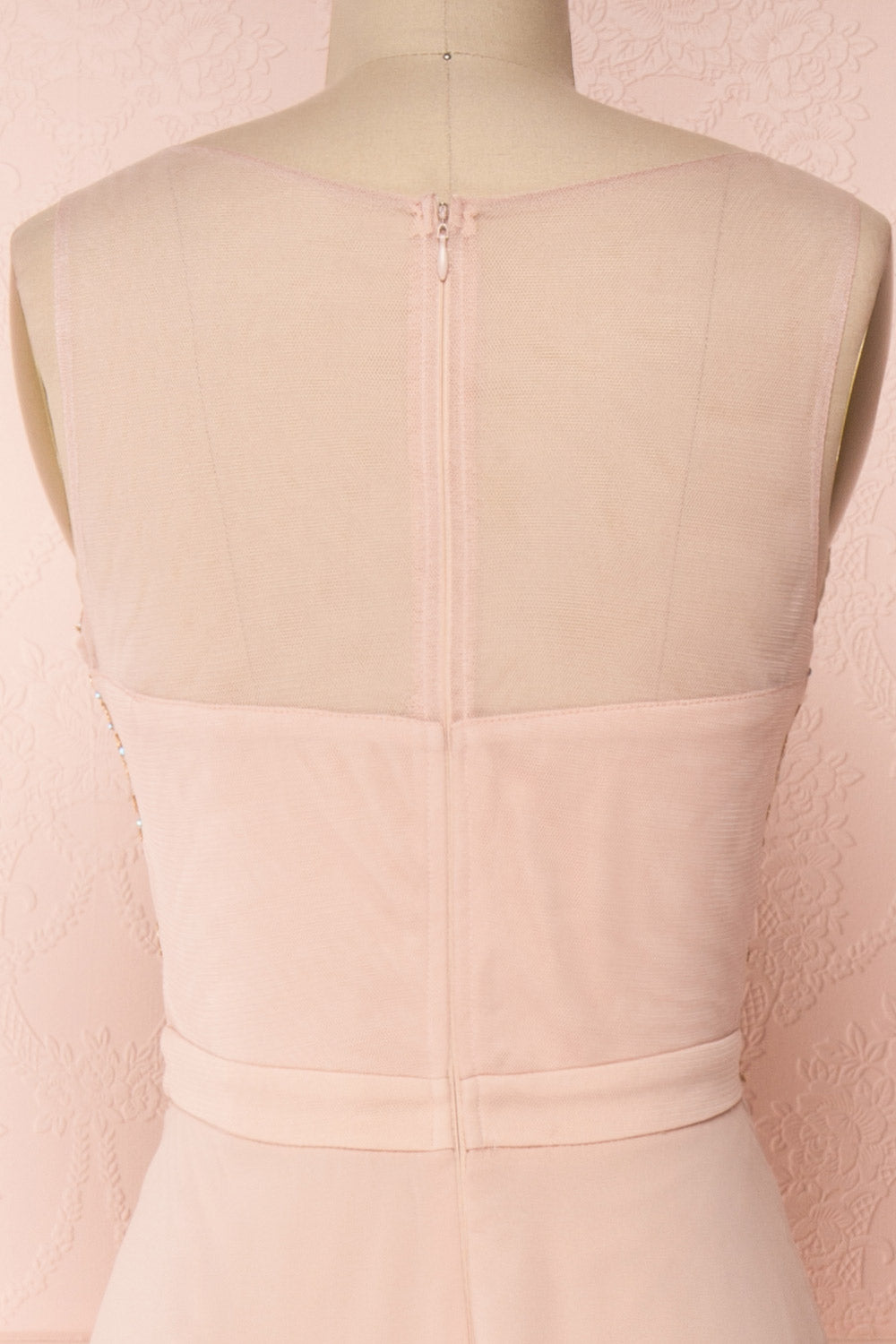 Thayna Blush Pink Embroidered Maxi Prom Dress | Boutique 1861