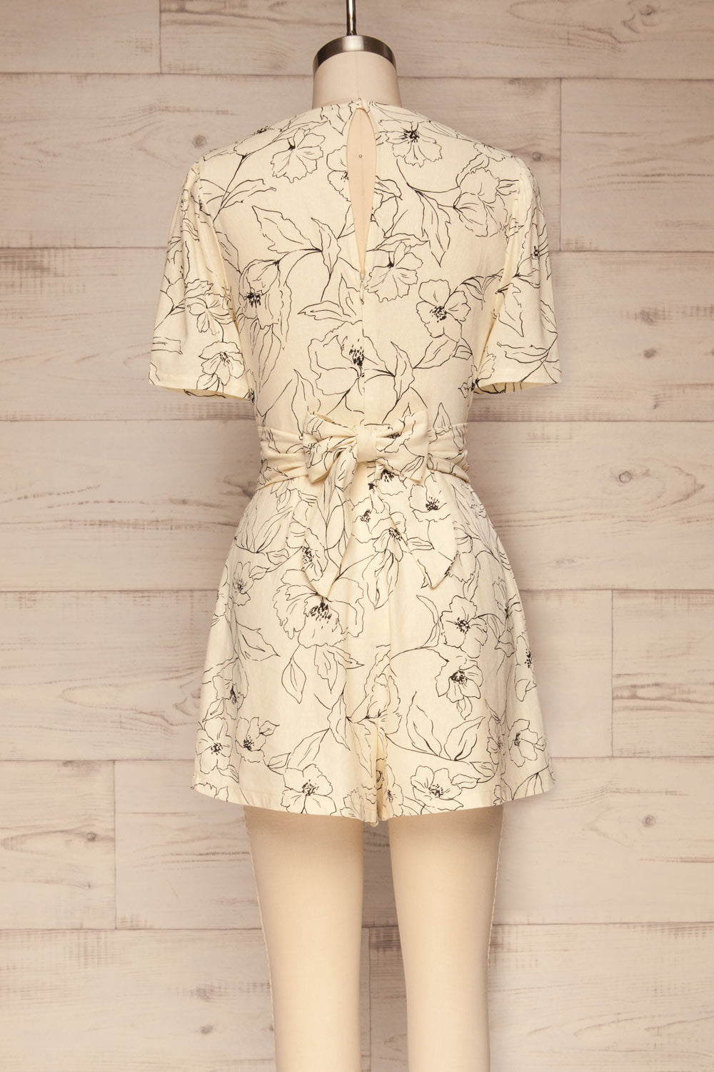 Timisoara Cream Floral Wrap Romper | La petite garçonne back view