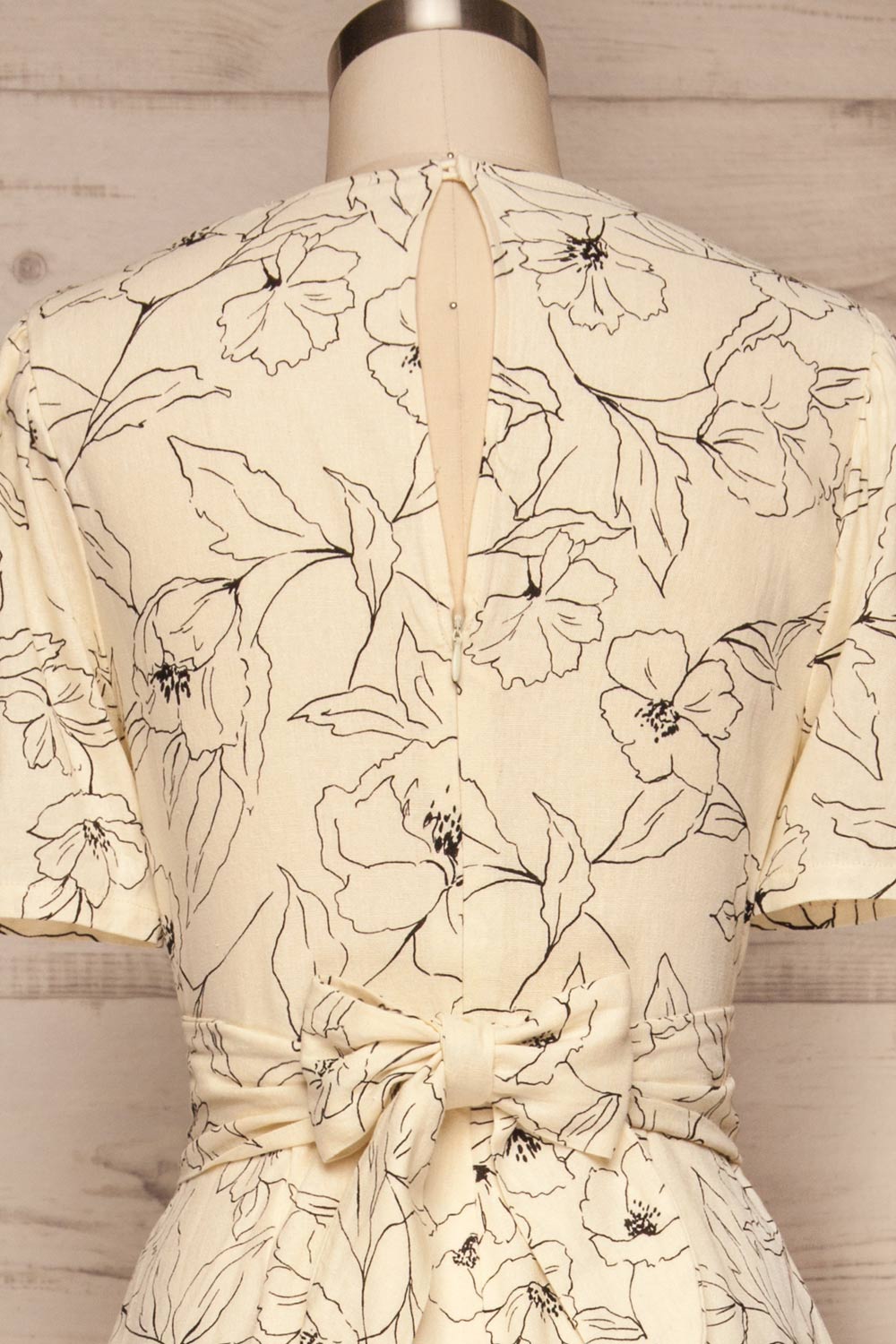 Timisoara Cream Floral Wrap Romper | La petite garçonne back close up