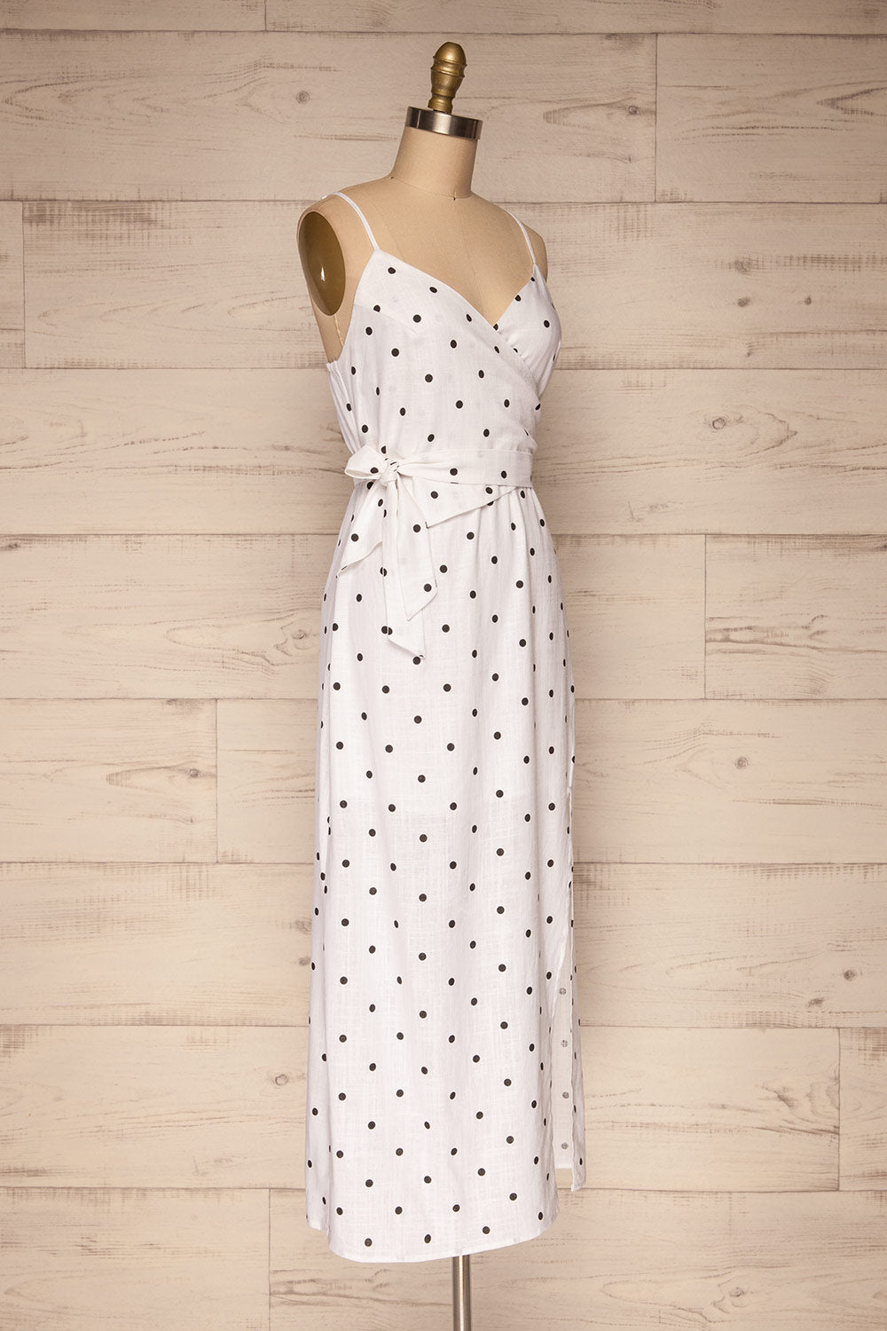 Tirana White Polka Dot Wrap Dress | La petite garçonne side view