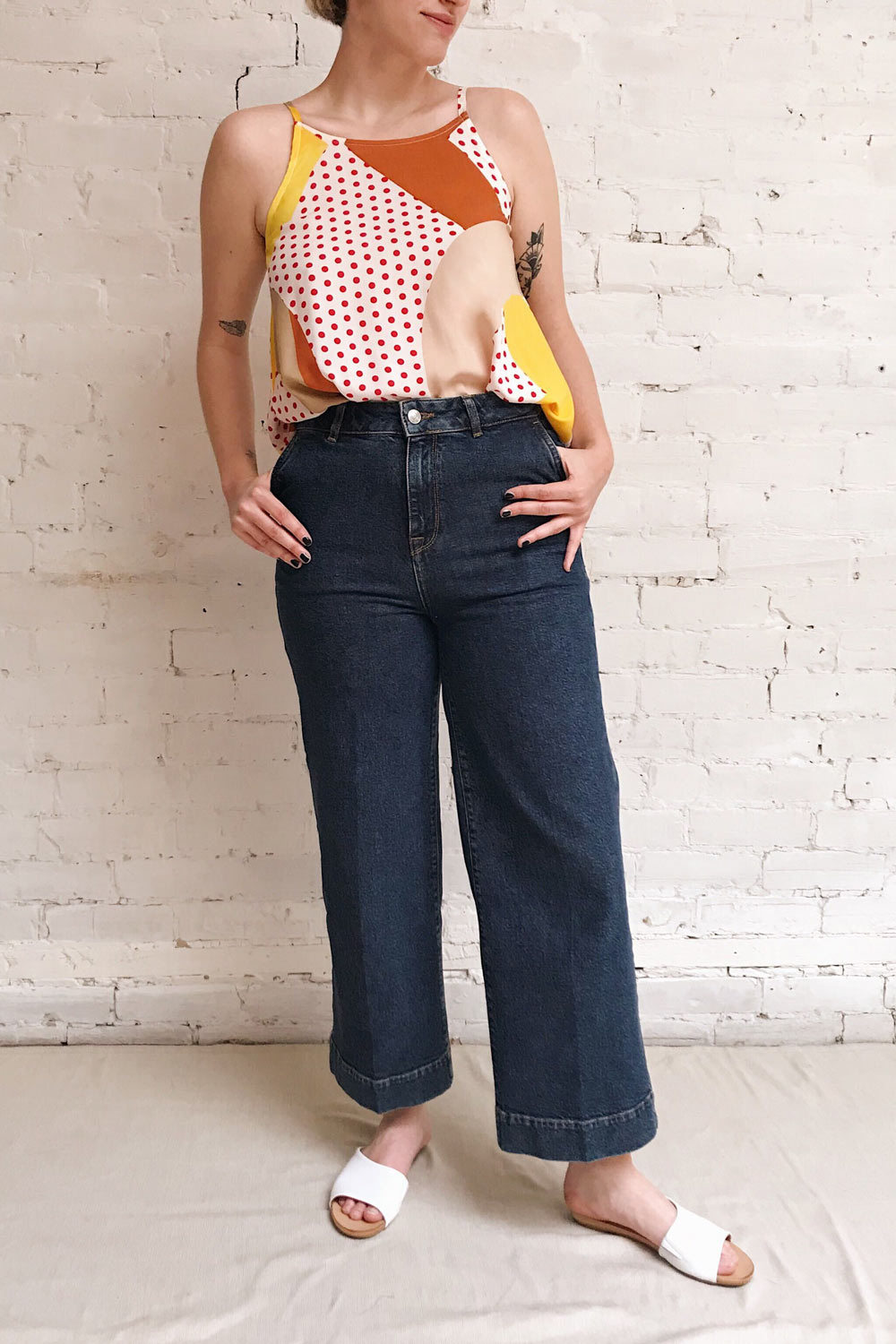 Gulbene Dark Blue High Waist Mom Jeans | La petite garçonne model look 2