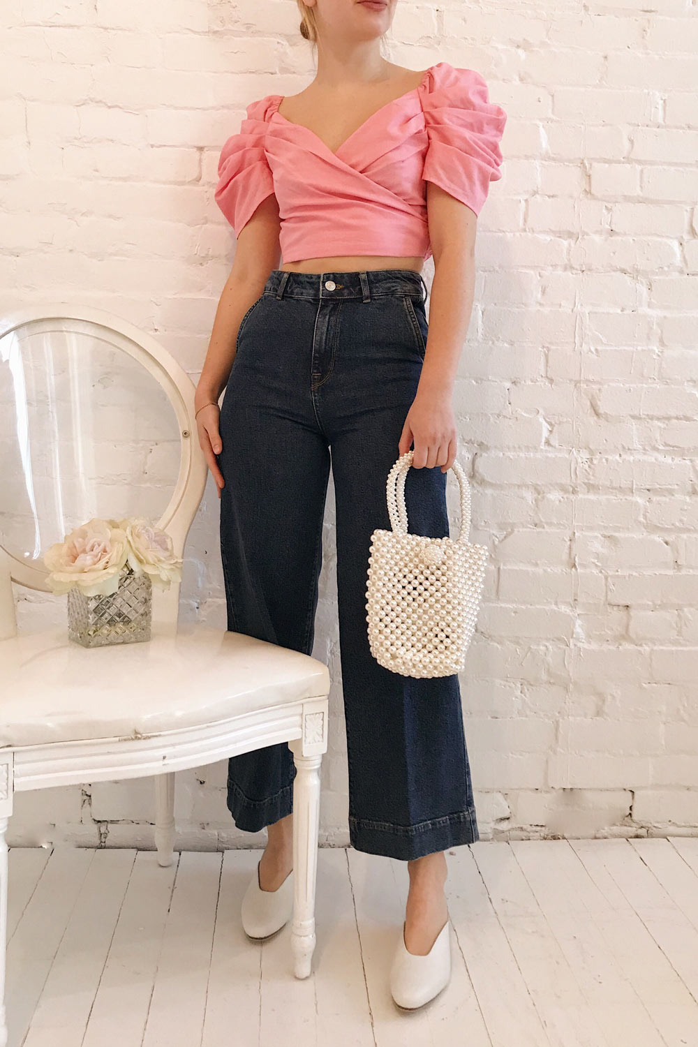 Fallviken Pink Crop Top w/ Puffy Sleeves | Boutique 1861 model look