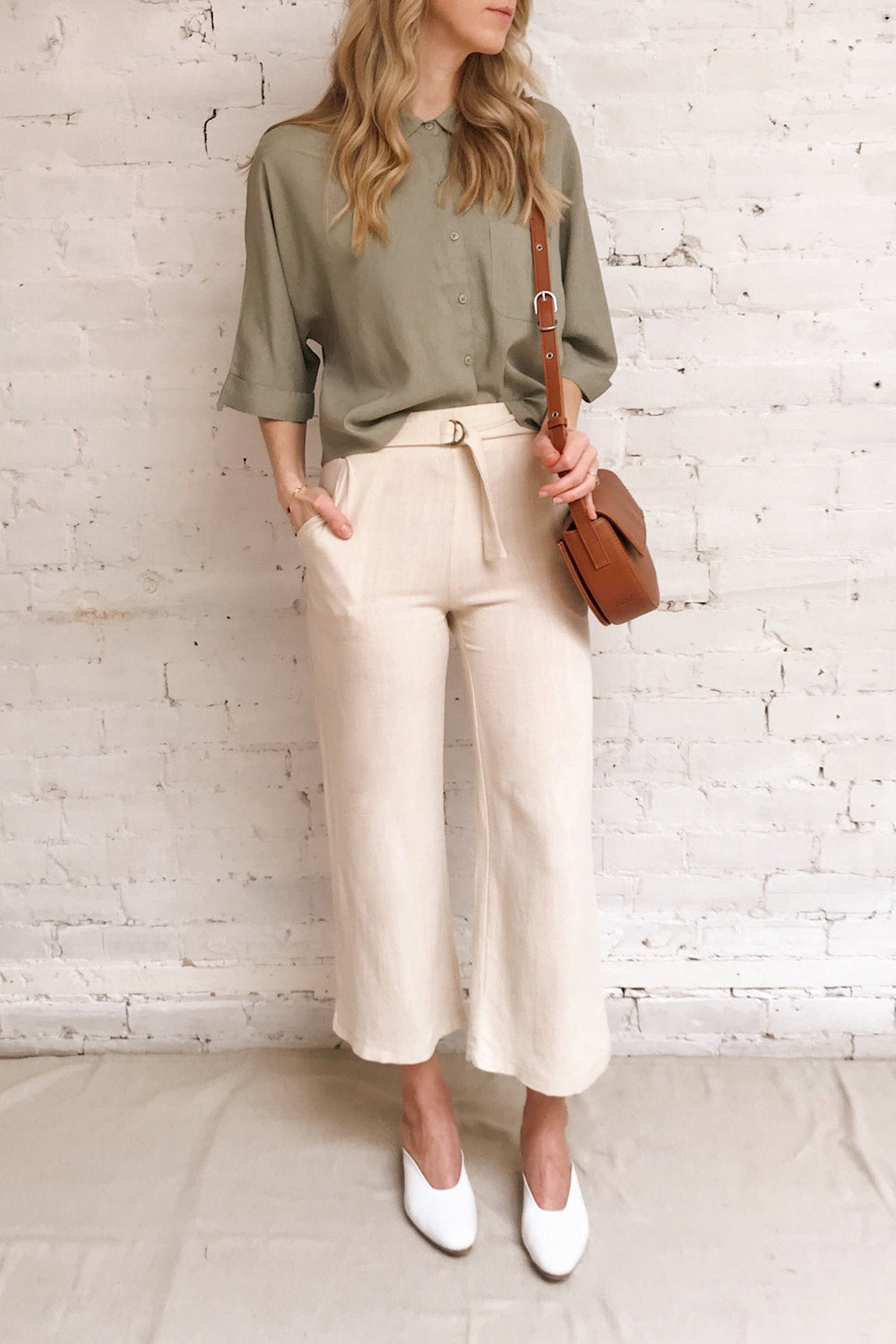 Grytviken Green Cropped Shirt | La petite garçonne model look