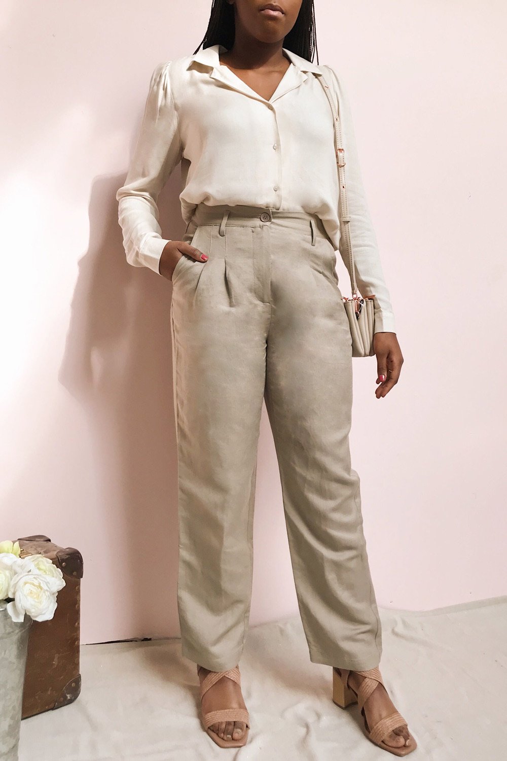 Kovin Cream Long Sleeve Blouse | La petite garçonne model look 1