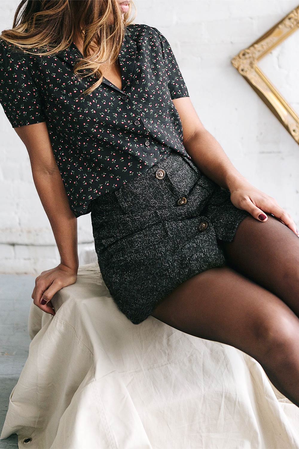 Maing White Floral Short Sleeved Cropped Shirt | La Petite Garçonne 2