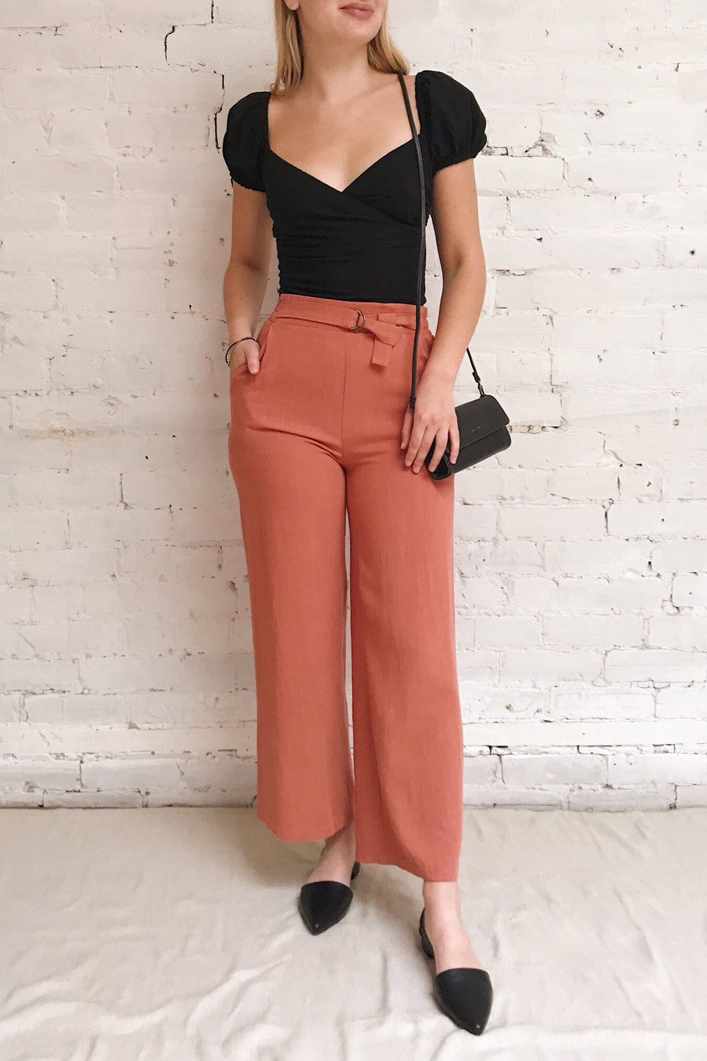 Mimi Palazzo Rust Orange Wide Leg Pants | La petite garçonne model look 1